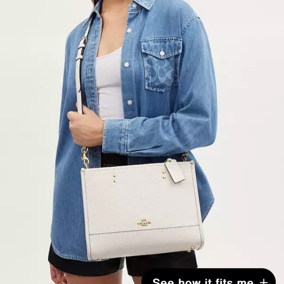 New🤍Coach White Dempsey Carryall Large Tote - Picture 5 of 6